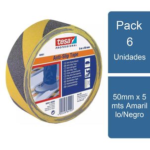 Pack 6 Cintas Antideslizante 50mm X 5mts Amarillo/negro Tesa